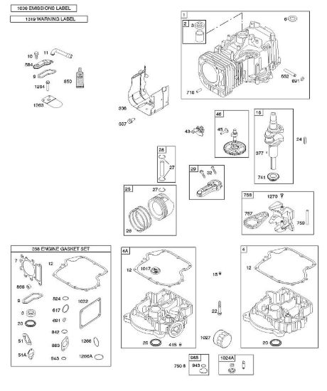 C - Albero a camme, albero motore, cilindro, coppa motore, set guarnizioni motore, manuale per l'uso, pistone, anelli, biella, etichetta di avvertenza B&S - 31 €¦ 31A607-0156-B1 brand Stihl